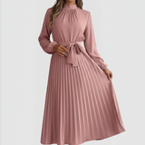 Emilia | Damen Plissee Midikleid Langarm