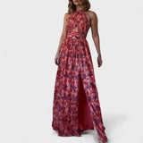 Florária - Langes rotes Kleid mit Cut-Outs