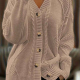 Damen Casual Cardigan aus mehrfarbigem Kabelstrick
