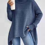Hedrun | Damen Rollkragenpullover Oversized Strickpullover