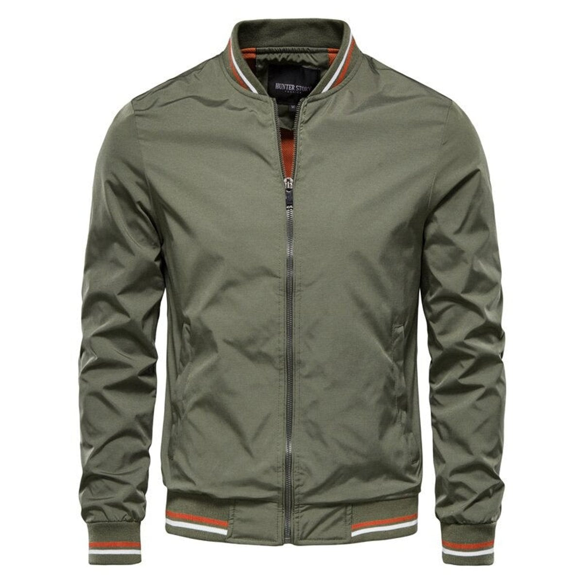 Tobias | Herren Bomber Jacket unifarben mit Rippbündchen Reißverschluss