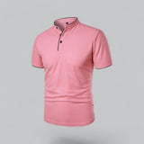 Matthias | Herren Kragenlos Baumwoll Poloshirt Kurze Ärmel