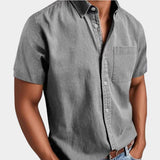 Christian | Herren Kurzarm Denim-Freizeithemd mit Brusttasche