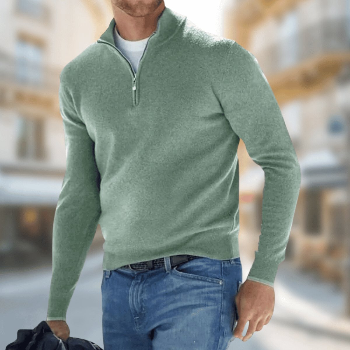 Felix | Herren Leichter Quarter-Zip Strickpullover Knit Sweater