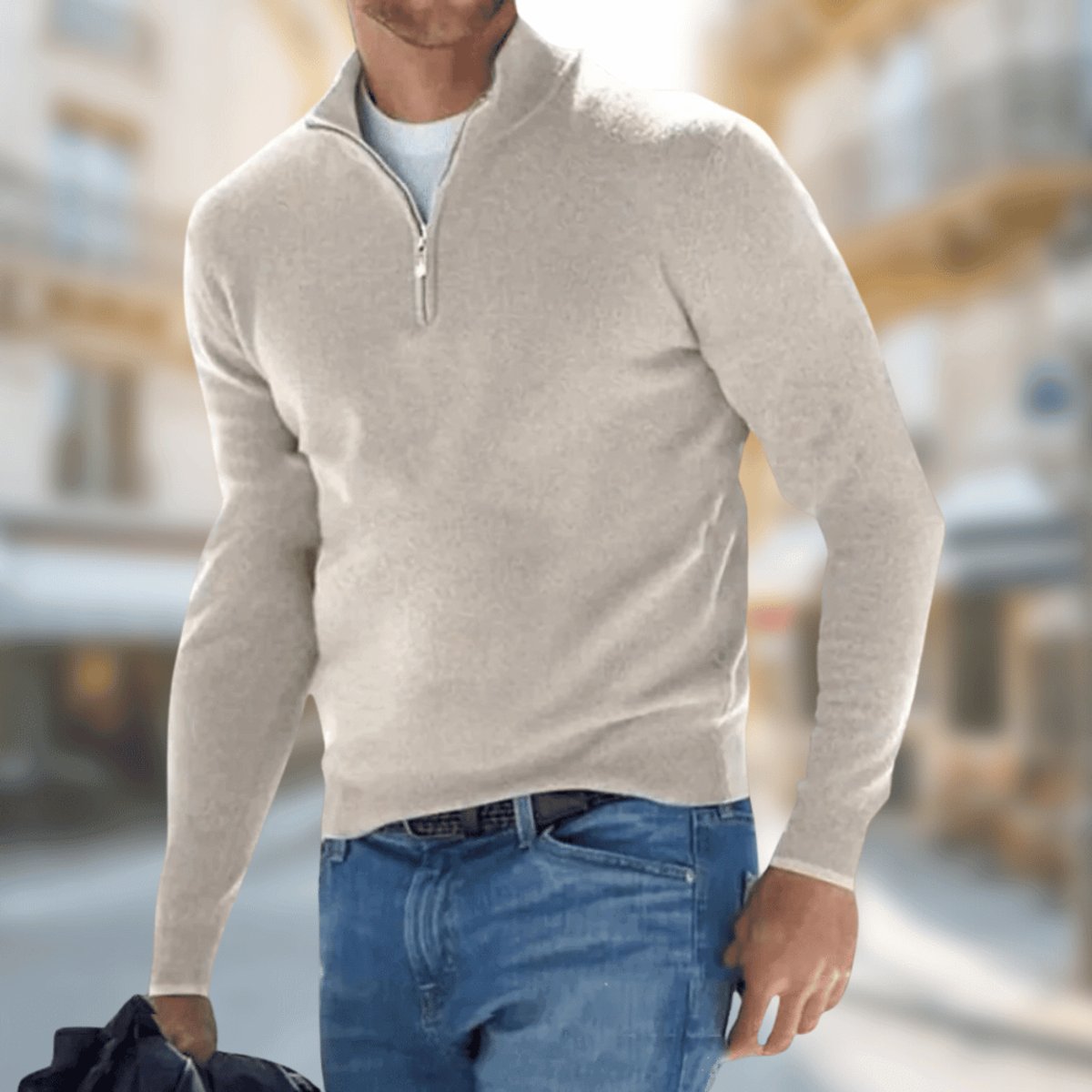 Felix | Herren Leichter Quarter-Zip Strickpullover Knit Sweater