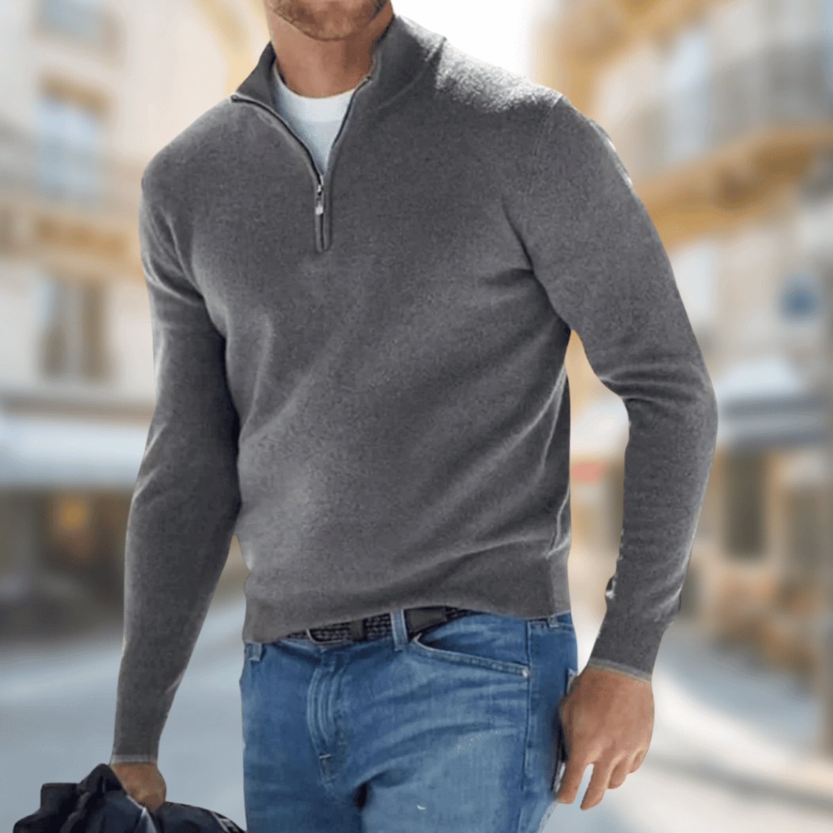 Felix | Herren Leichter Quarter-Zip Strickpullover Knit Sweater