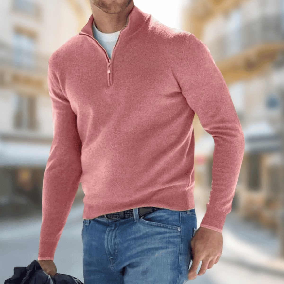 Felix | Herren Leichter Quarter-Zip Strickpullover Knit Sweater