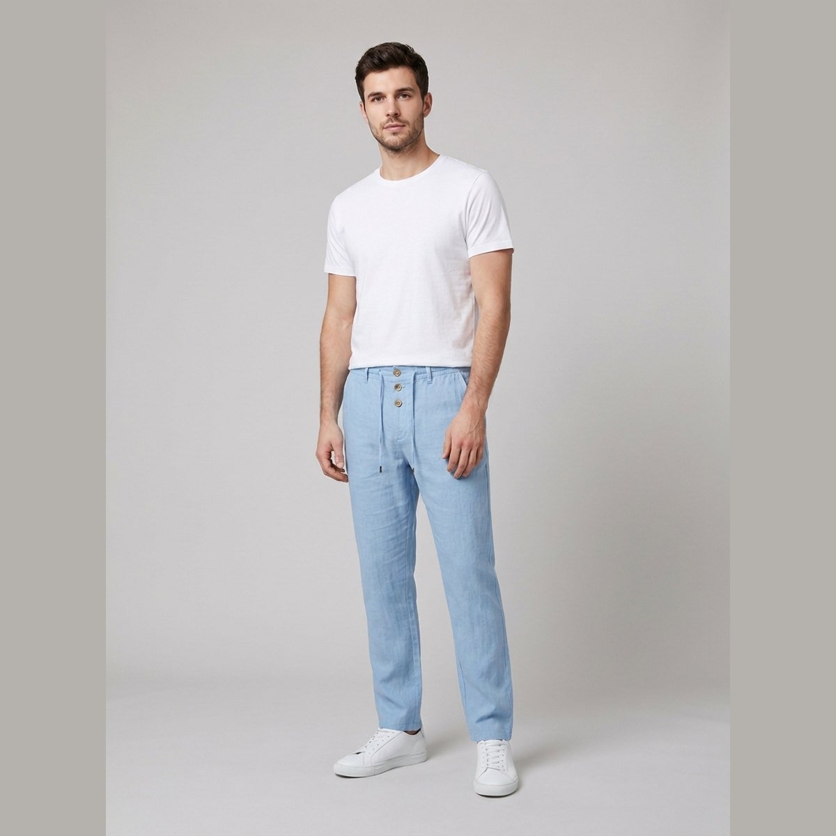 Felix | Herren Leinen Relaxed-Fit Bundfalten-Hose mit Kordelzug