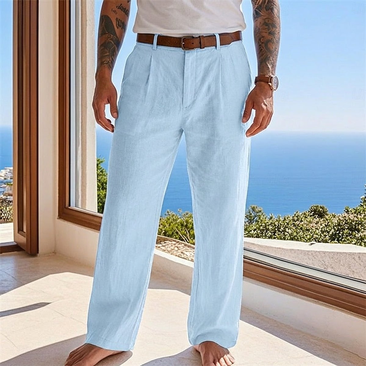 Sebastian | Herren Leinen Sommerhose Locker Geschnittene Freizeithose