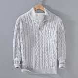 Simon | Herren Pullover Strick Halbzip Zopfmuster Baumwollmischung