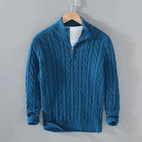 Simon | Herren Pullover Strick Halbzip Zopfmuster Baumwollmischung