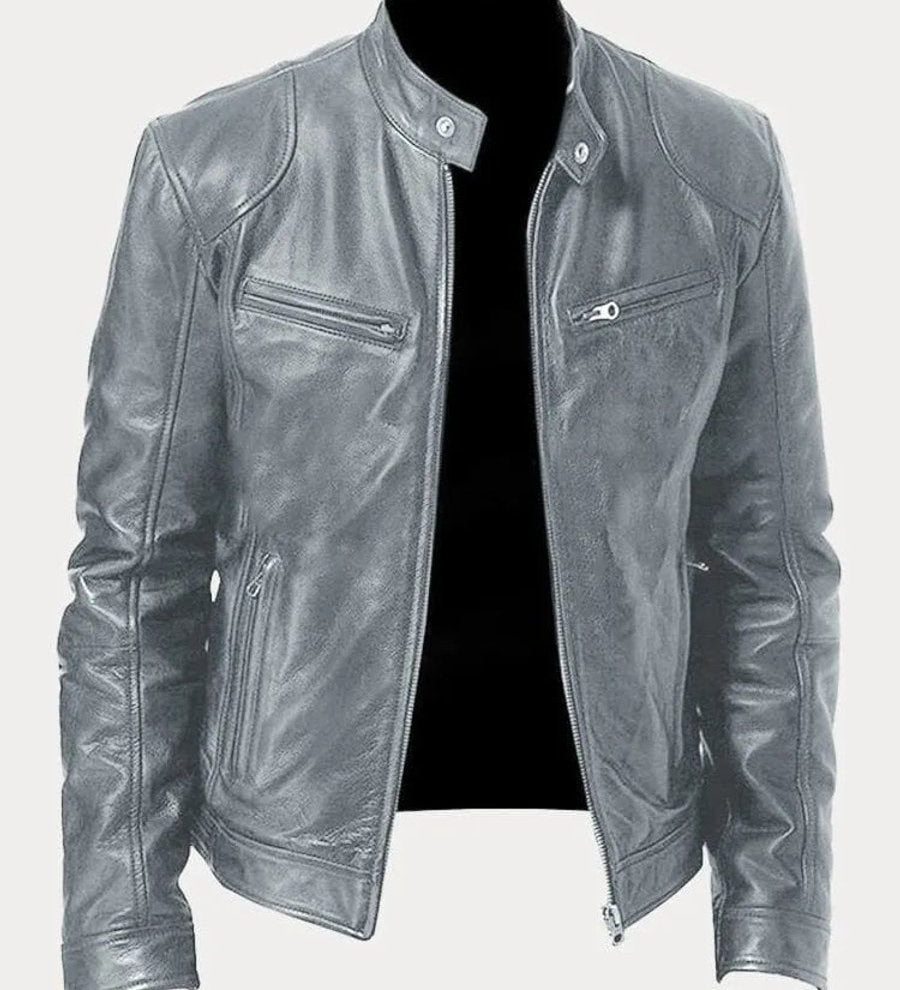 Felix | Herren Slim-Fit Biker Quilted Jacket aus Kunstleder mit Reißverschluss