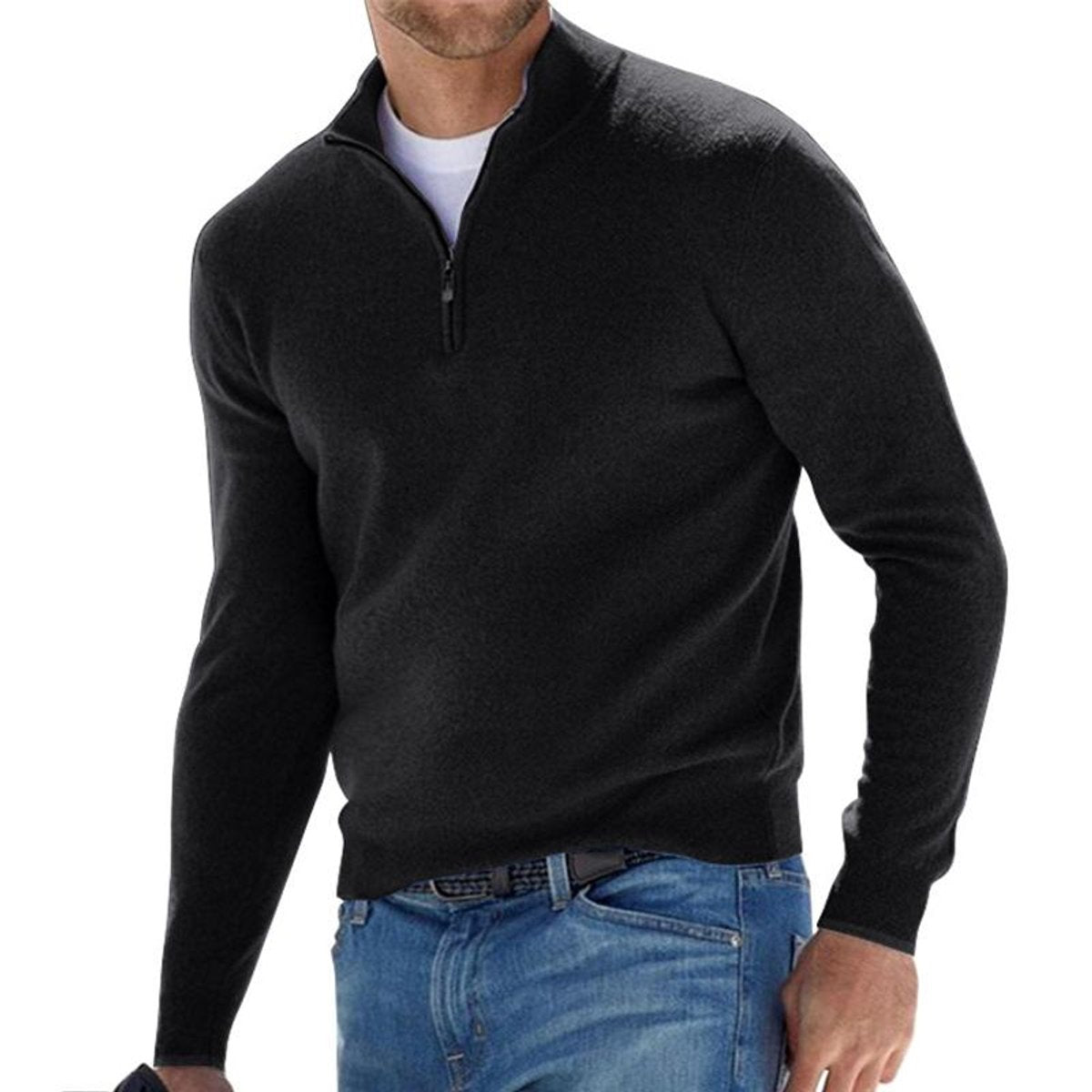 Dominik | Herren Strickpullover mit Halbem Reißverschluss Regular Fit