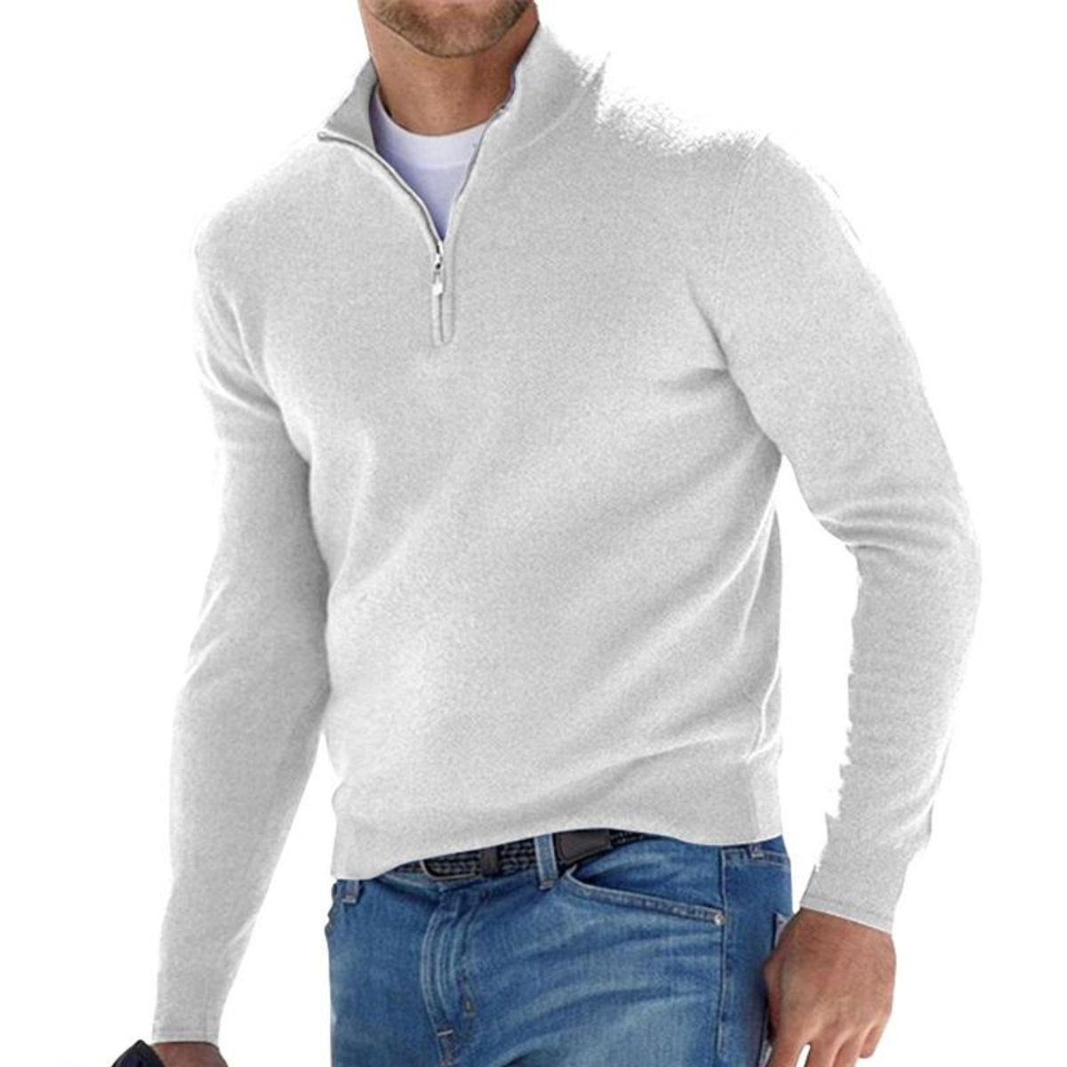 Dominik | Herren Strickpullover mit Halbem Reißverschluss Regular Fit