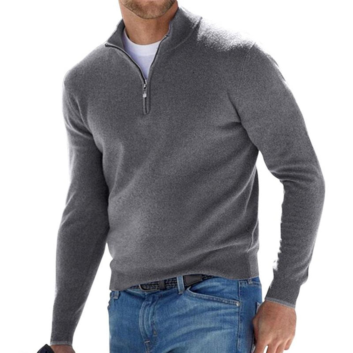Dominik | Herren Strickpullover mit Halbem Reißverschluss Regular Fit