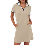 Ilarie | Damen Polokleid Kurzarm A-Linie mit Taschen