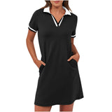 Ilarie | Damen Polokleid Kurzarm A-Linie mit Taschen