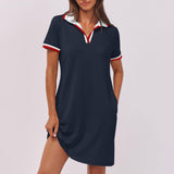 Ilarie | Damen Polokleid Kurzarm A-Linie mit Taschen