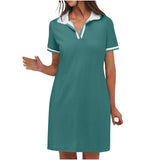 Ilarie | Damen Polokleid Kurzarm A-Linie mit Taschen