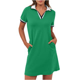 Ilarie | Damen Polokleid Kurzarm A-Linie mit Taschen