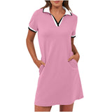 Ilarie | Damen Polokleid Kurzarm A-Linie mit Taschen
