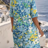 Ilonka | Damen Bedrucktes Kurzarm A-Linien Midikleid