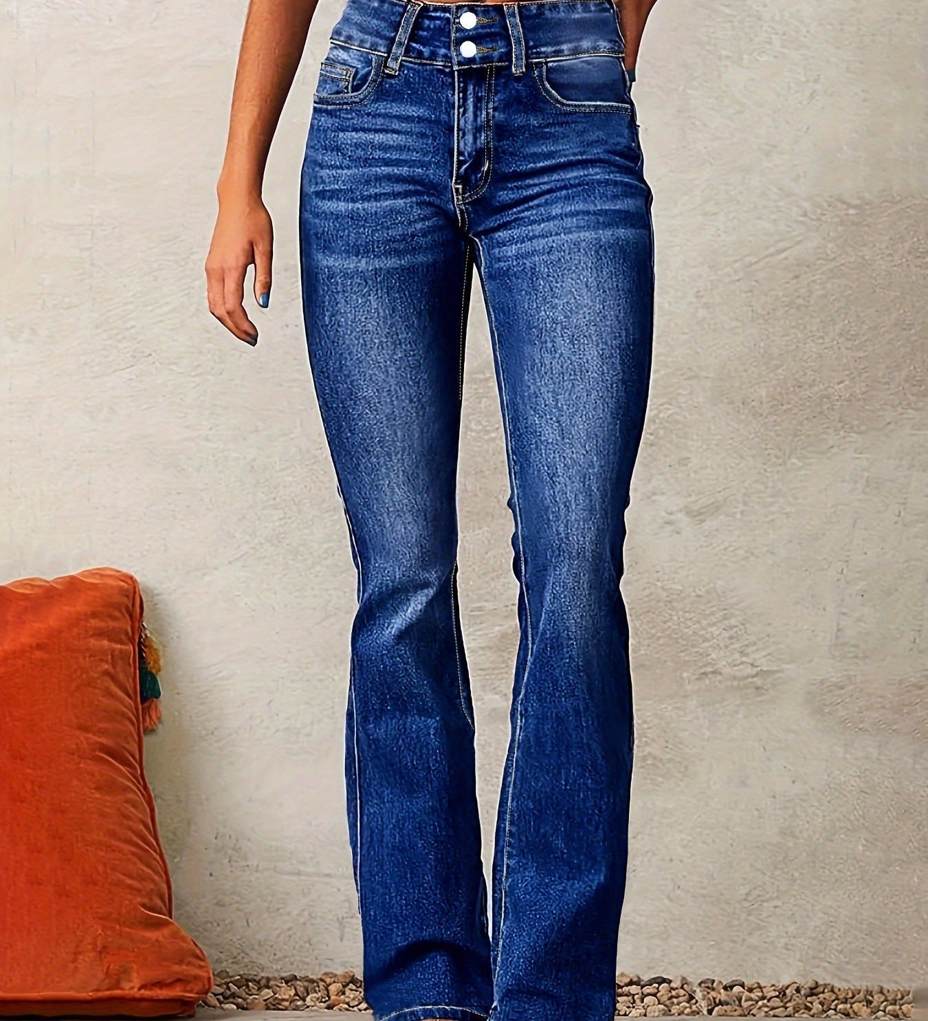 Katrin | Damen High Waist Bootcut Jeans Figurschmeichelnd