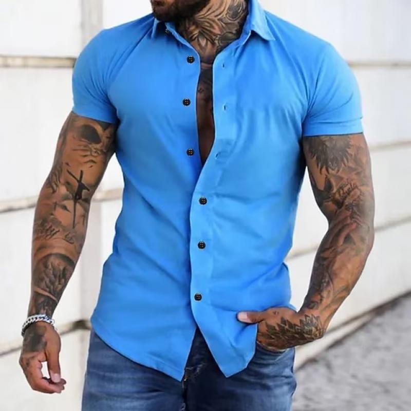 Dirk | Herren Slim Fit Kurzarm-Knopfhemd