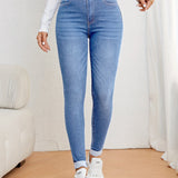 Elegante Damen-Slim-Fit-Jeans mit hohem Taillen für eine schmeichelhafte Silhouette