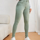 Elegante Damen-Slim-Fit-Jeans mit hohem Taillen für eine schmeichelhafte Silhouette