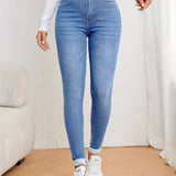Elegante Damen-Slim-Fit-Jeans mit hohem Taillen für eine schmeichelhafte Silhouette
