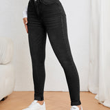 Elegante Damen-Slim-Fit-Jeans mit hohem Taillen für eine schmeichelhafte Silhouette