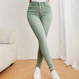 Elegante Damen-Slim-Fit-Jeans mit hohem Taillen für eine schmeichelhafte Silhouette