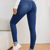 Elegante Damen-Slim-Fit-Jeans mit hohem Taillen für eine schmeichelhafte Silhouette