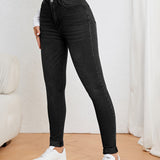 Elegante Damen-Slim-Fit-Jeans mit hohem Taillen für eine schmeichelhafte Silhouette
