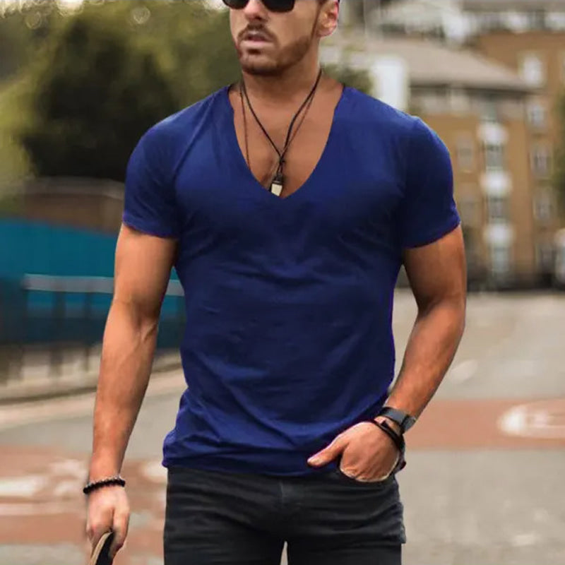 Alexander | Herren Tiefes V-Ausschnitt Freizeit T-Shirt