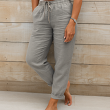 Mila | Damen Leinenhose Freizeithose Lockere Sommerhose Damen