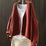 Ragneid | Damen Strickjacke Oversized V-Ausschnitt