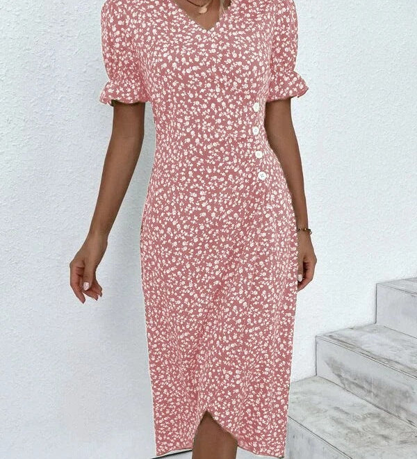 Rita - Graues Wickelkleid mit Tupfenmuster