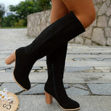 Solange | Damen Kniehohe Stiefel mit Blockabsatz