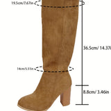 Solange | Damen Kniehohe Stiefel mit Blockabsatz