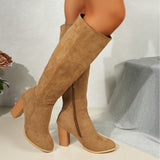 Solange | Damen Kniehohe Stiefel mit Blockabsatz