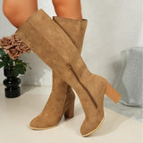 Solange | Damen Kniehohe Stiefel mit Blockabsatz