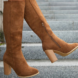 Solange | Damen Kniehohe Stiefel mit Blockabsatz