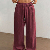 Svenja | Damen Weite Hose Elastischer Bund Kordelzug