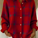 Thordena | Damen Karo Strickjacke mit Knopfleiste