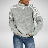 Valdrun | Damen Strickpullover Rollkragen Norwegermuster